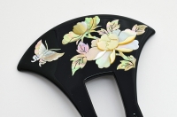 HR-0013　牡丹に蝶螺鈿簪