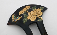 H-0497　本鼈甲牡丹に芍薬に蝶蒔絵簪