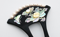 HR-0095　牡丹に蝶螺鈿簪
